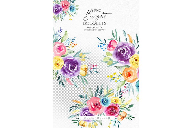bright-bouquets-clipart-watercolor-summer-floral-borders-png