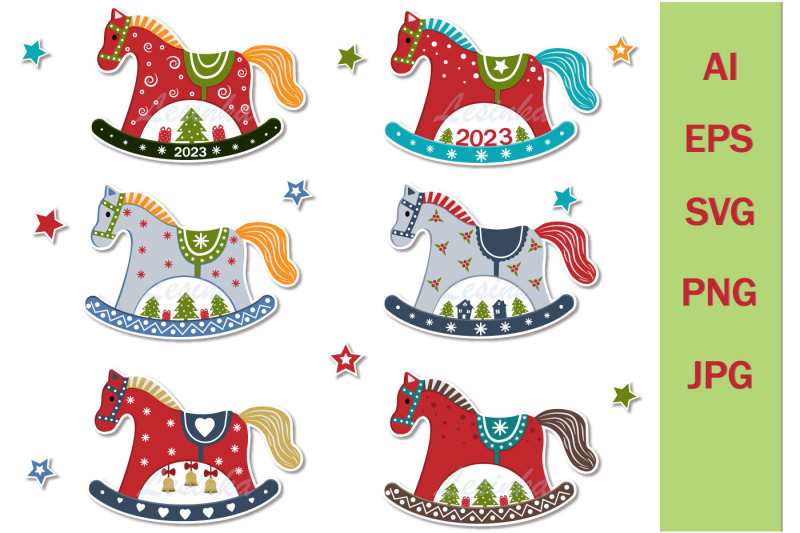 stickers-for-printing-christmas-horses-with-cricut-design