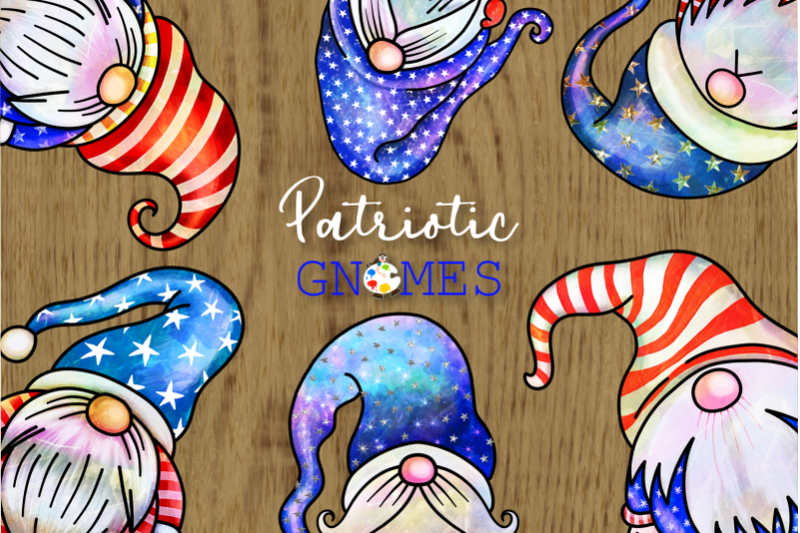 patriotic-gnomes-watercolor-doodle-clipart-set