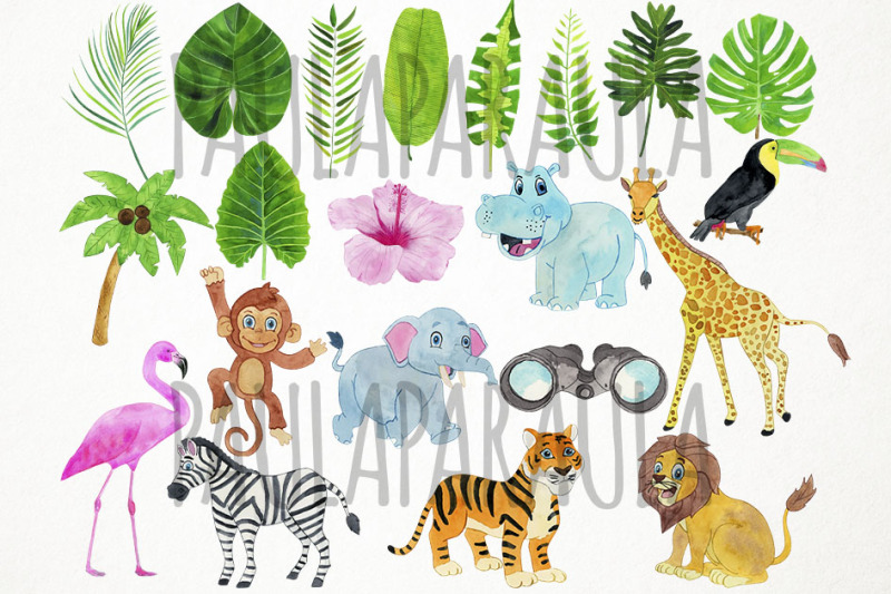 watercolor-safari-clipart-jungle-clipart-safari-animals-clipart