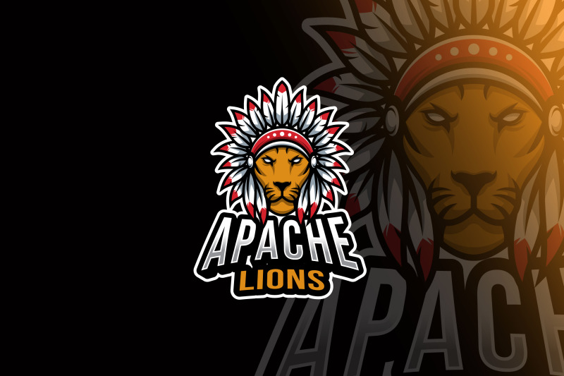 apache-lion-head-esport-logo-template