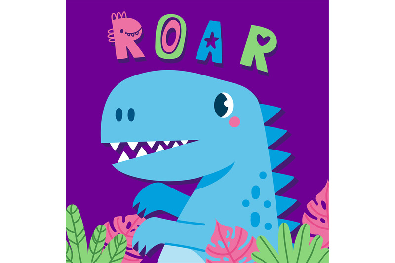 baby-dinosaur-poster-kids-artwork-with-cute-little-dino-character-fu