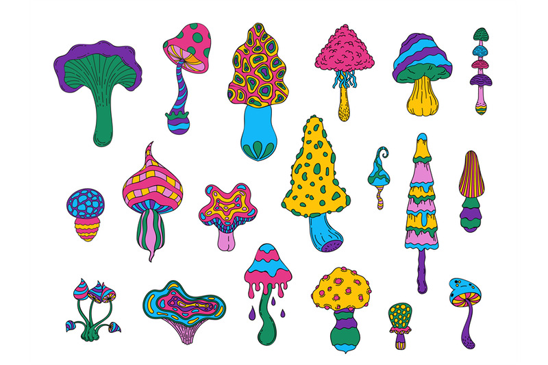 psychedelic-colored-mushrooms-doodle-toadstool-amanita-chanterelle-fa