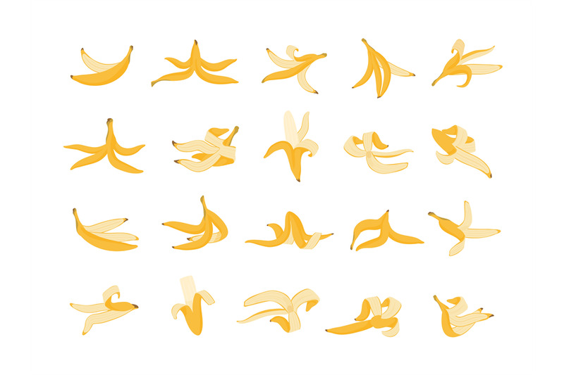 banana-peel-cartoon-organic-waste-template-colorful-yellow-flat-bana