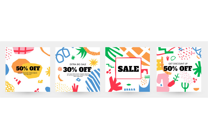 sale-banner-with-organic-shapes-discount-labels-with-abstract-chaotic