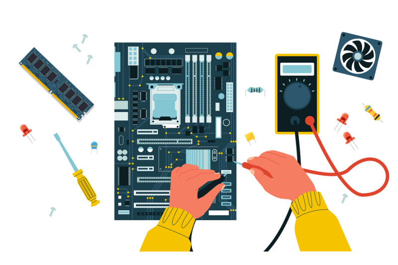 computer-repair-electric-circuit-troubleshooting-and-maintenance-with