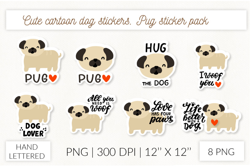 cute-cartoon-dog-sticker-set-puppy-pug-stickers