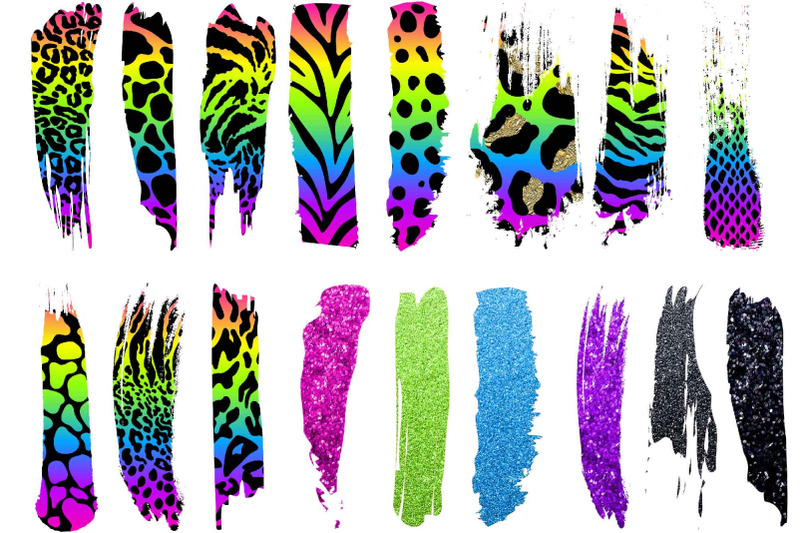 neon-animal-print-brush-strokes-clipart-safari-leopard-png