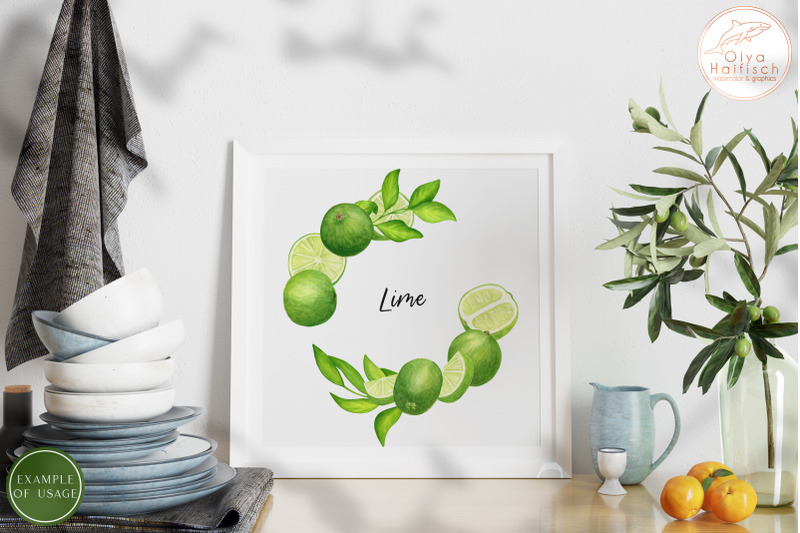 watercolor-lemons-and-limes-clipart-summer-fruit-wreath-frame-png