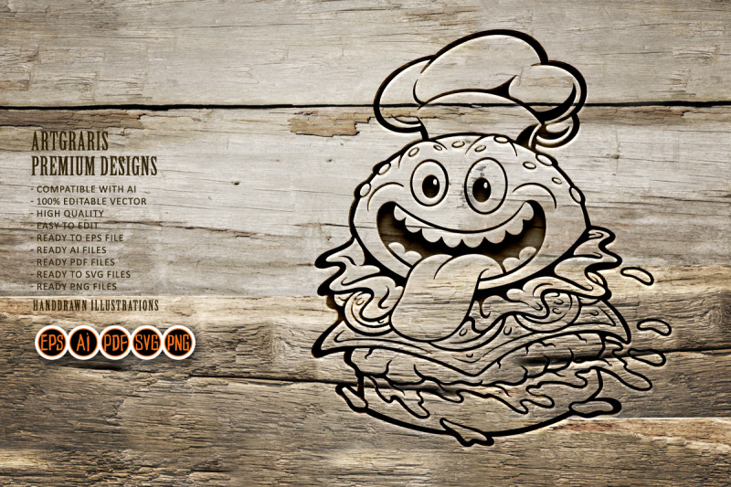 funny-delicious-tacos-with-chef-hat-monochrome-svg