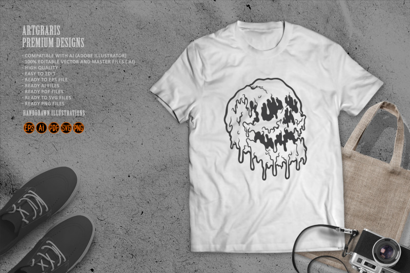 scary-melting-skull-monochrome-svg