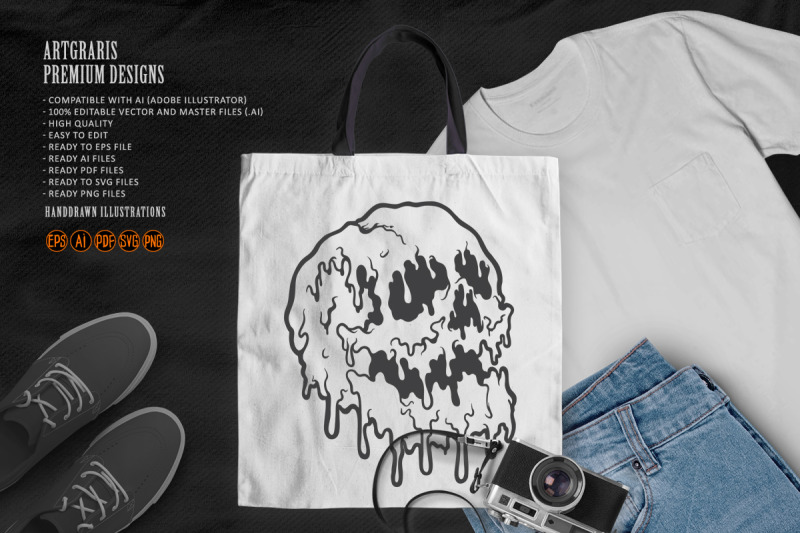 scary-melting-skull-monochrome-svg