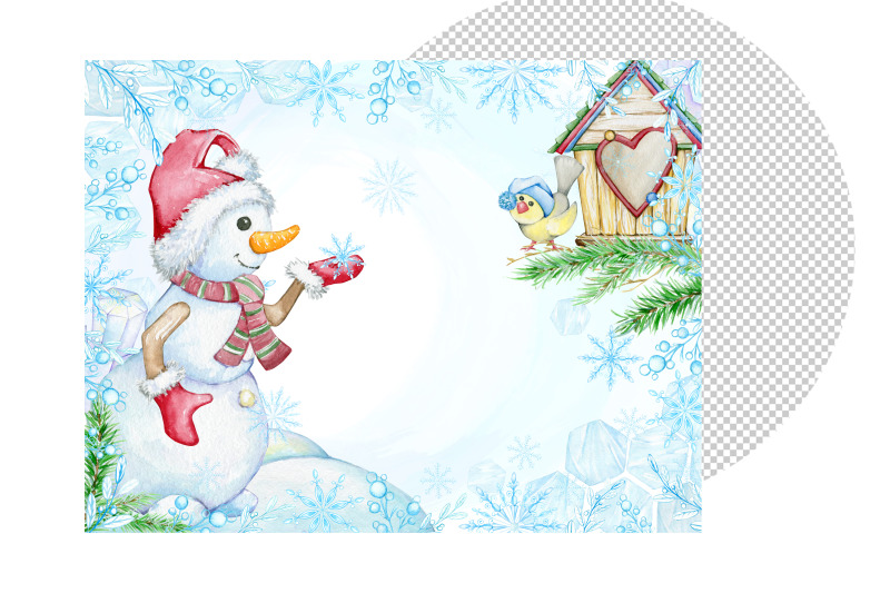 snowman-watercolor-winter-scene-png-winter-poster-designs-downloads