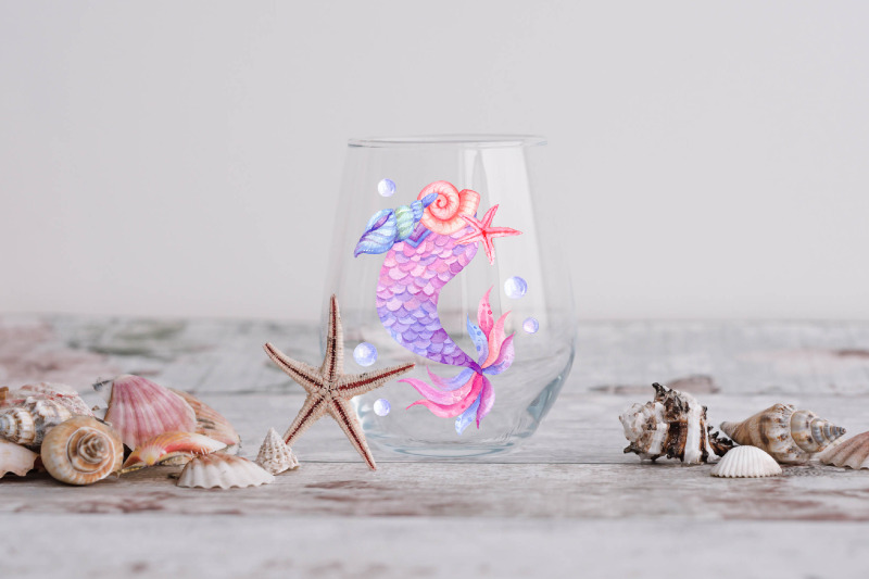 watercolor-mermaid-tail-clipart-undersea-animal-png-bundle