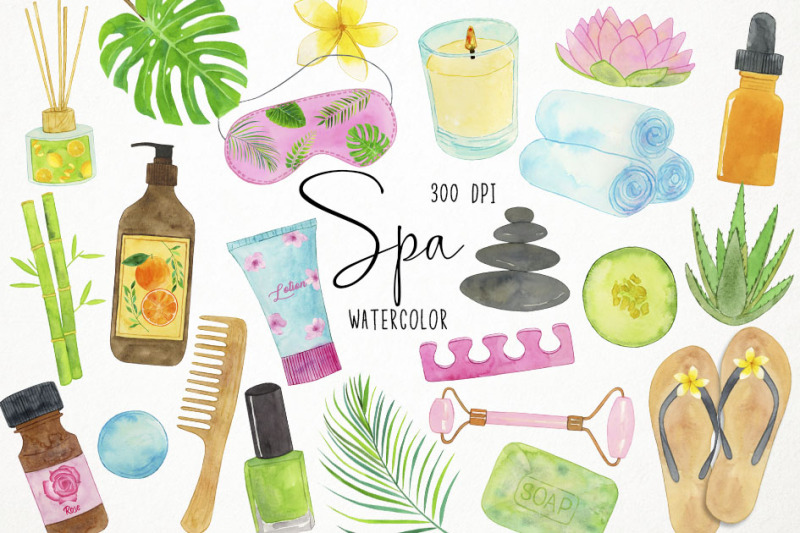 watercolor-spa-clipart-beauty-clipart-self-care-clipart-relax