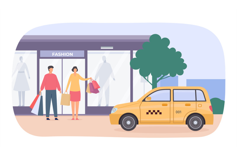 city-taxi-customer-man-and-woman-characters-with-shopping-bags-orderi