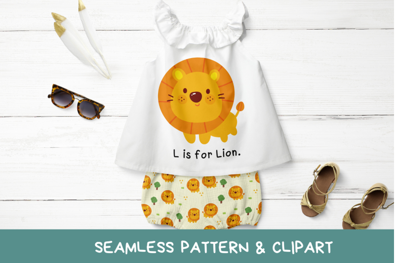seamless-pattern-vector-with-cute-lion-kawaii-clipart