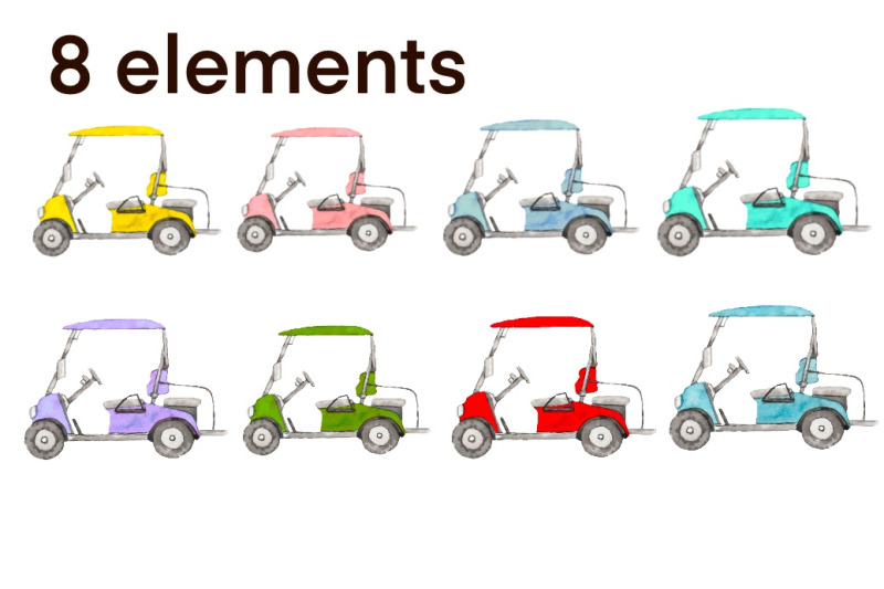 golf-carts-watercolor-clipart-vehicle-transport-car-game