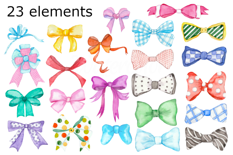 bows-watercolor-clipart-party-hat-birthday-baby-shower