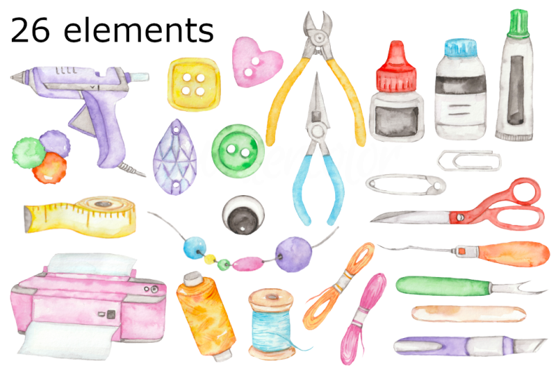 craft-supplies-watercolor-clipart