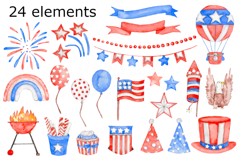 4th-of-july-watercolor-clipart