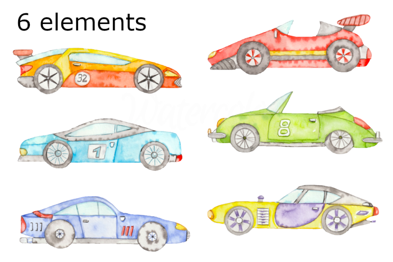 watercolor-race-cars-clipart-art-truck-vehicle-transport