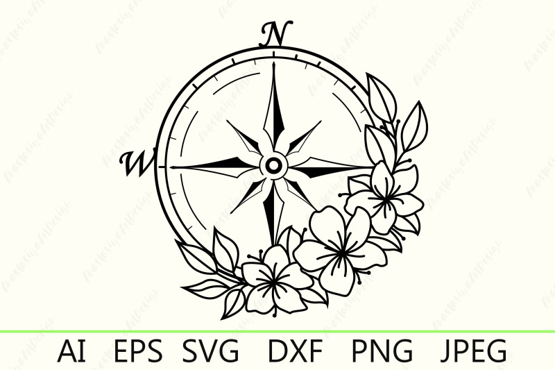 compass-with-flowers-svg