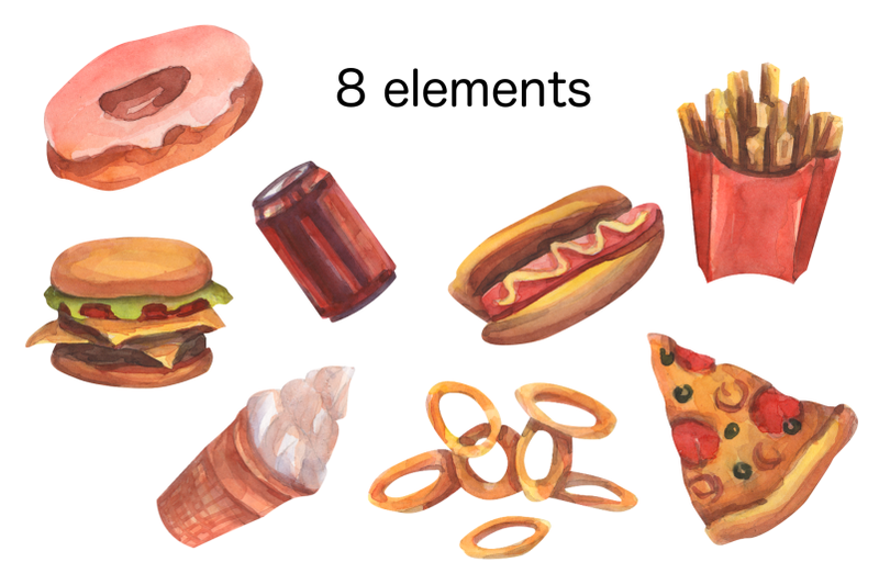 junk-food-watercolor-clip-art