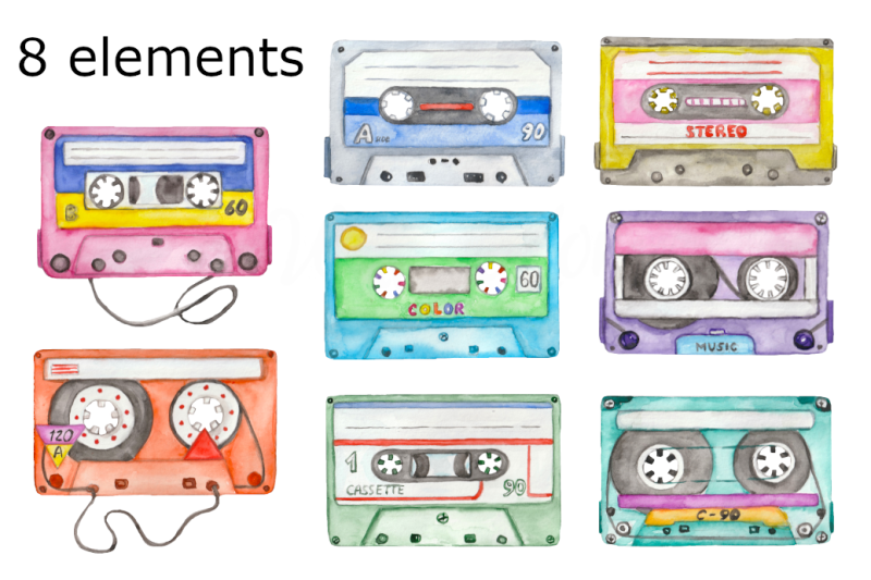 watercolor-cassette-tapes