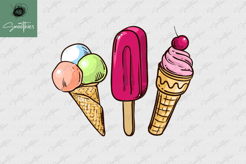 ice-cream-cone-scoop-cherry-summer-png