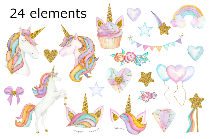 unicorn-party-watercolor-clipart