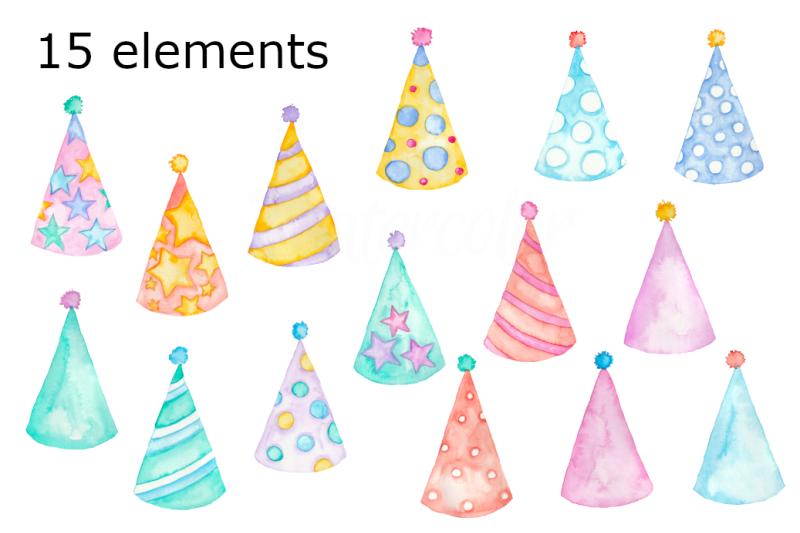 party-hats-watercolour-clipart