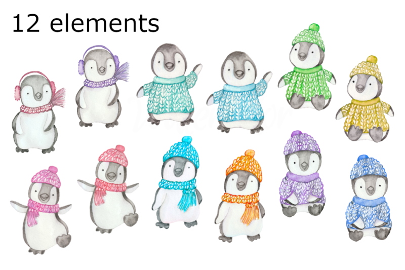 winter-penguins-watercolor-clipart