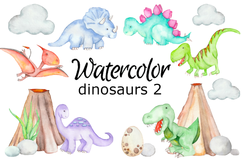 dinosaurs-set-2-watercolor-clipart