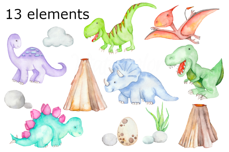 dinosaurs-set-2-watercolor-clipart