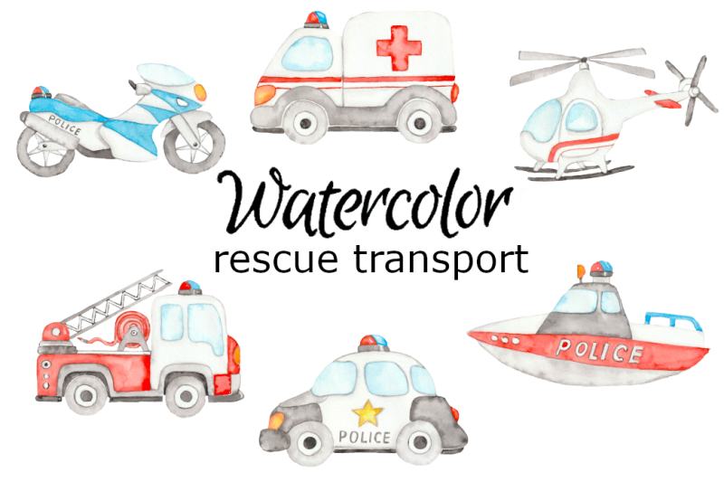 rescue-vehicles-watercolor-clipart