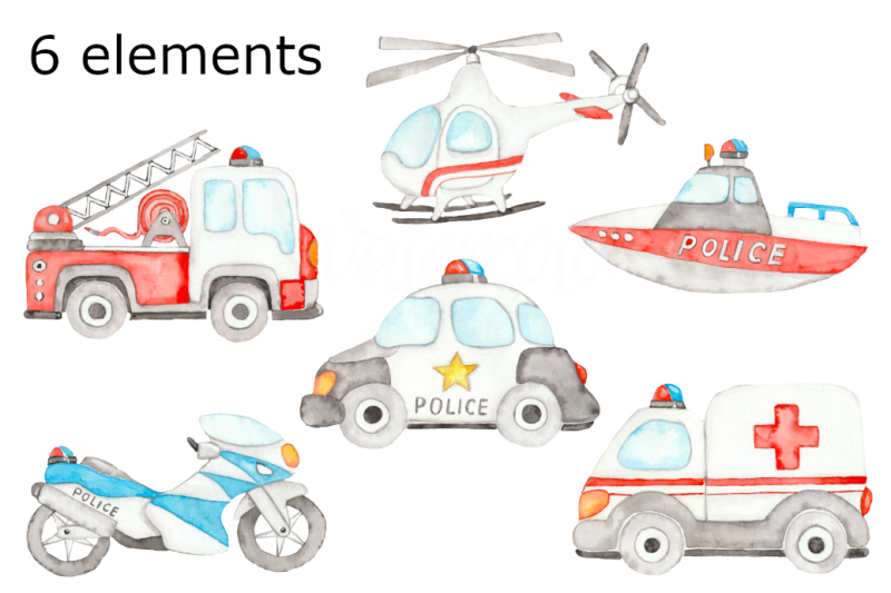 rescue-vehicles-watercolor-clipart