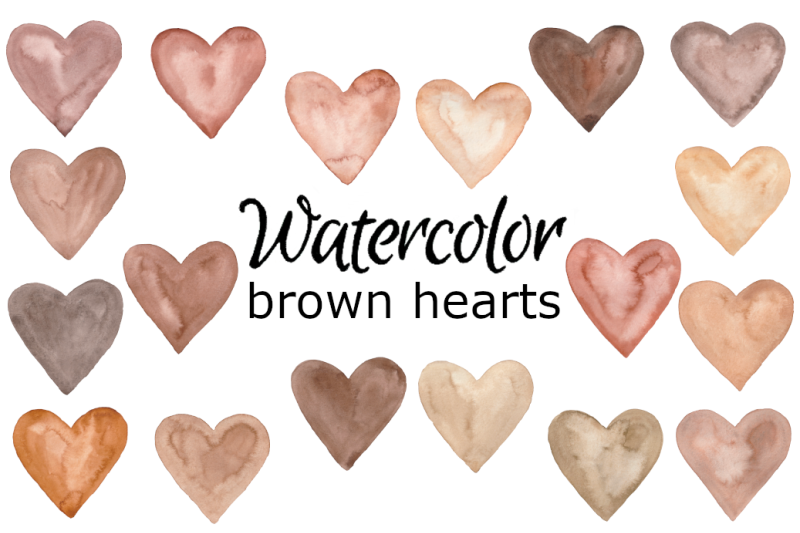 brown-hearts-watercolor-clipart