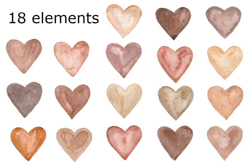 brown-hearts-watercolor-clipart