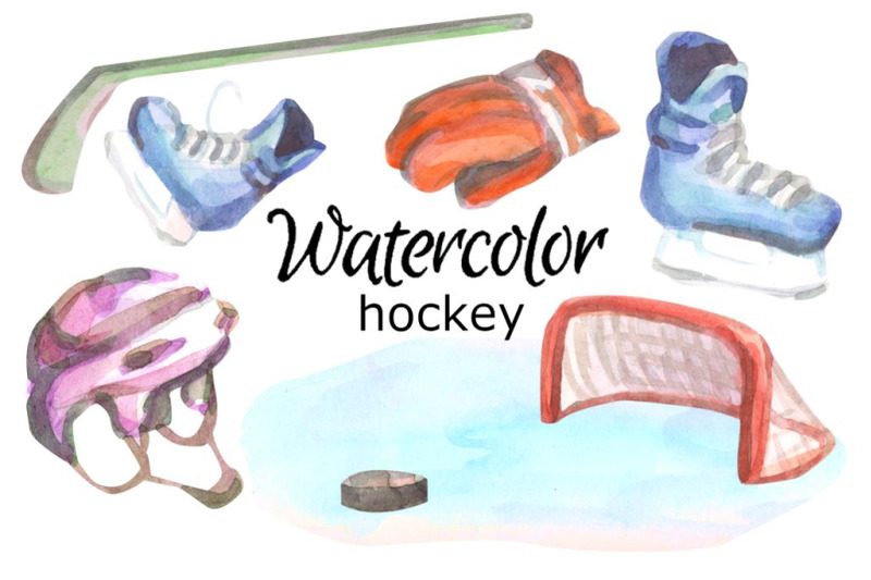 hockey-watercolor-clip-art