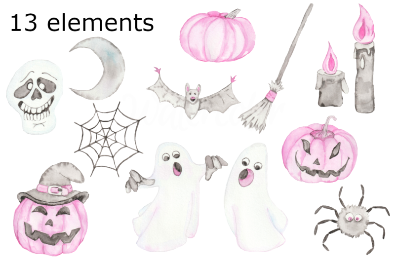 watercolor-pink-halloween-clipart