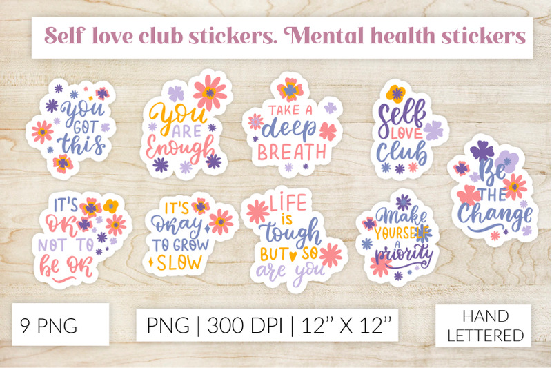 self-love-club-stickers-mental-health-flowers-stickers