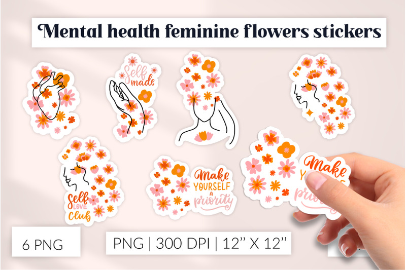 woman-mental-health-flowers-stickers-feminine-mental-health