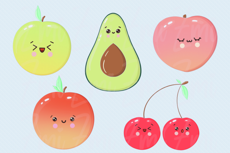 kawaii-fruits-clipart-illustration
