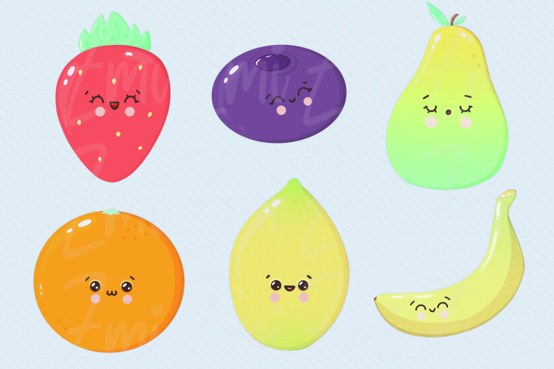 kawaii-fruits-clipart-illustration