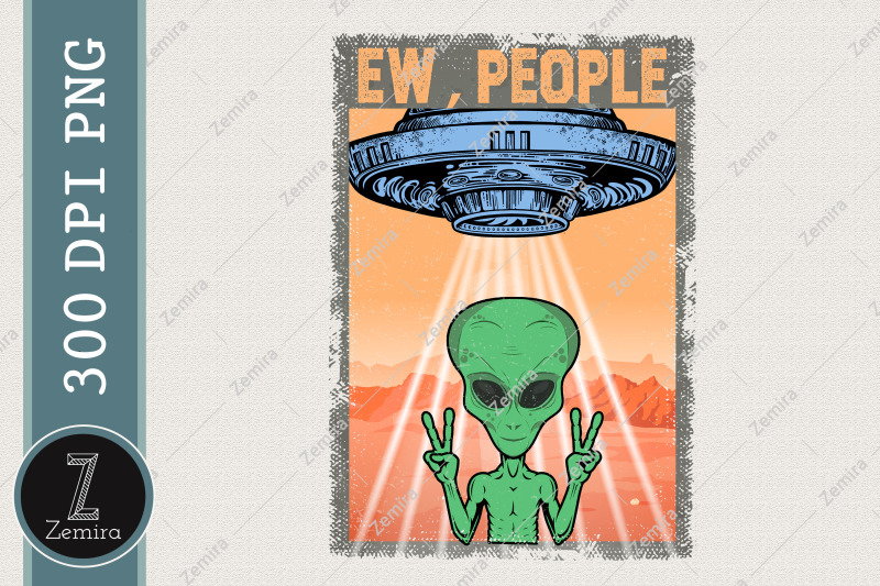 ew-people-alien-funny-ufo-vintage-png