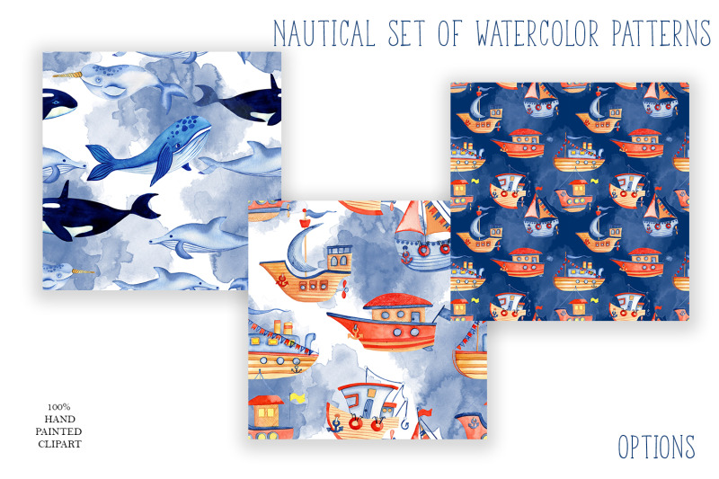 nautical-set-of-watercolor-patterns