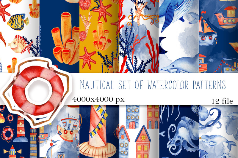 nautical-set-of-watercolor-patterns