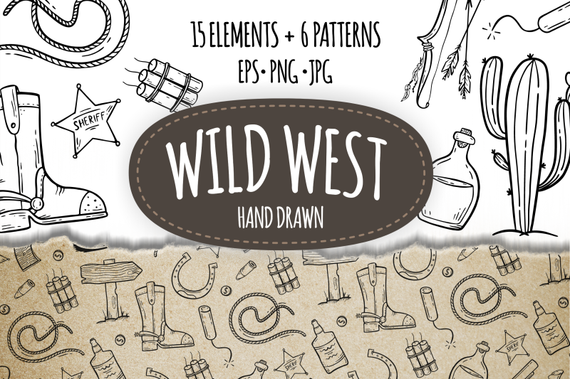 wild-west-hand-drawn-vector-elements