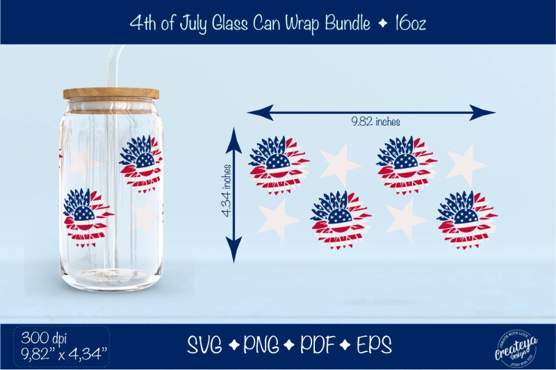 4th-of-july-glass-can-wrap-patriotic-american-sunflower-beer-can-glas